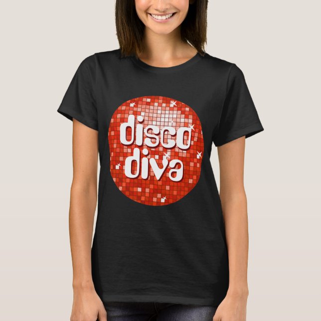 Disco Tiles Red "disco diva" T - Shirt schwarz (Vorderseite)