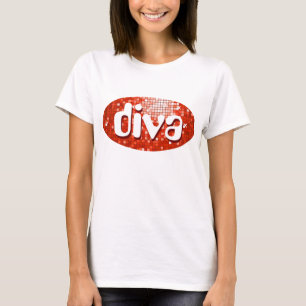 Disco Tiles Red 'diva' spaghetti oben weiß T-Shirt