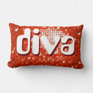 Disco Tiles Red 'diva' werfen Kissen Amelia Text