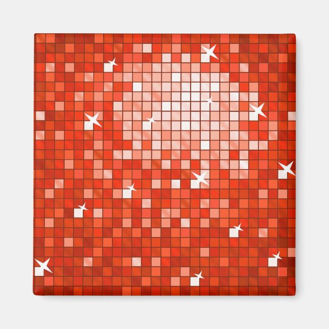 Disco Tiles Red Kühlschrankmagnet Square (Vorne)