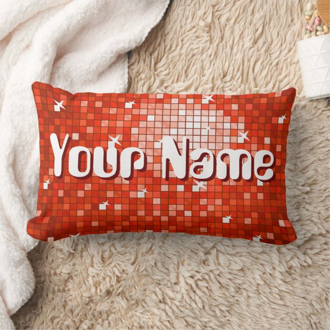 Disco Tiles Red 'Name' werfen Kissen lumbar (Decke)