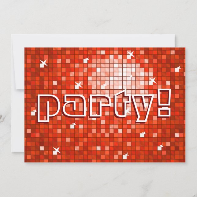 Disco Tiles Red 'Party'!Einladung Einladung (Vorderseite)