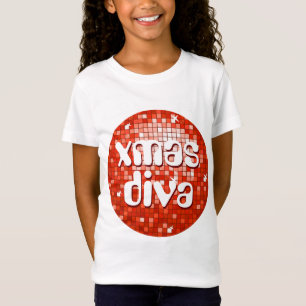 Disco Tiles Red 'xmas diva' Girls angepasst T-Shirt