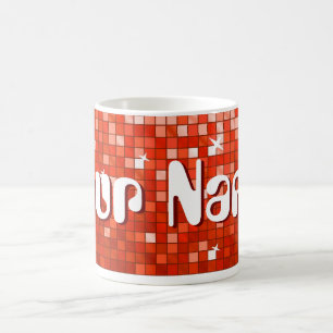 Disco Tiles Red 'Your Name' Tasse