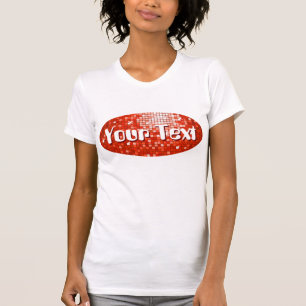 Disco Tiles Red 'Your Text' oval Ladys weiß T-Shirt