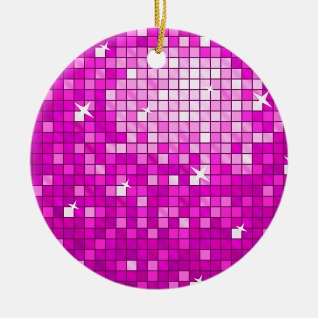 Disco Tiles Rosa Ornament rund (Vorne)