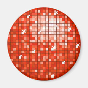 Disco Tiles Roter Kühlschrankmagnet rund