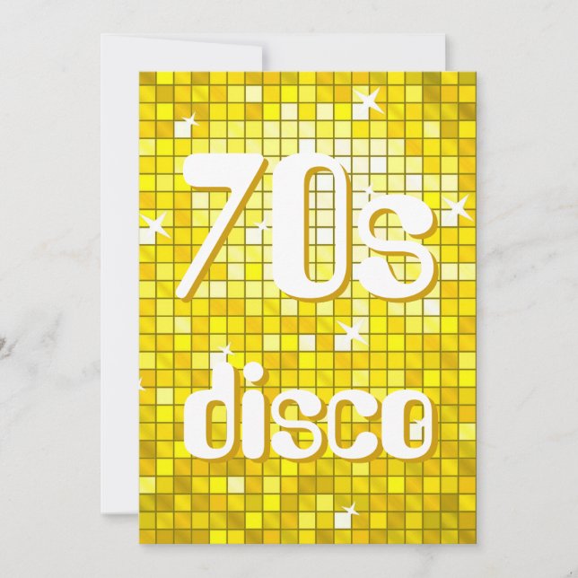 Disco Tiles Yellow 70er Disco Einladung (Vorderseite)