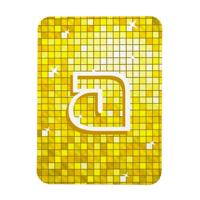 Disco Tiles Yellow Monogram Premium Magnet (Vertikal)
