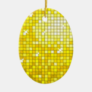 Disco Tiles Yellow Ornament Oval