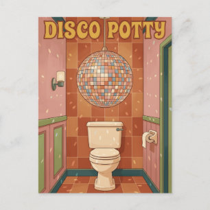 Disco-Toilette Retro-Badezimmer-Humor mit Disco-Ku Postkarte