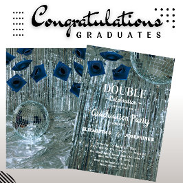 Disco Two Graduates Double Graduation Party 2025 Einladung