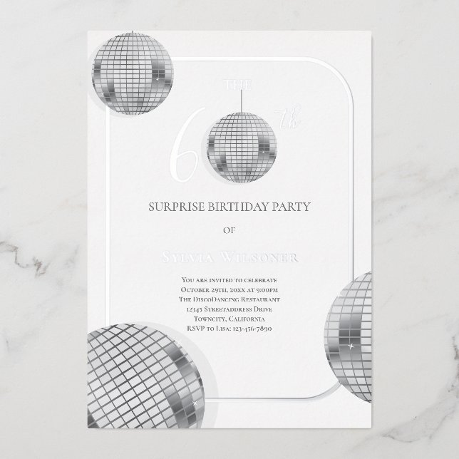 Disco Überraschung 60. Geburtstagsparty Folieneinladung (Vorderseite)