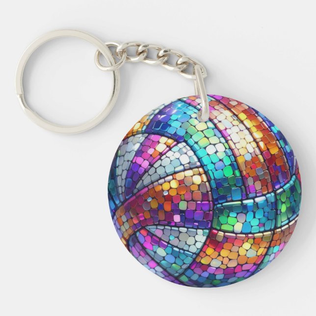 Disco Volleyball Akryllischer Schlüsselanhänger (Vorderseite)