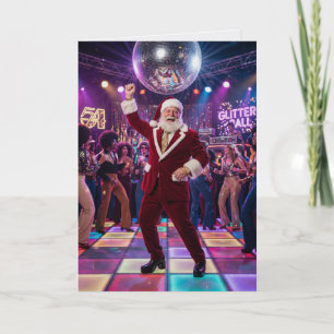 Disco-Weihnachtsmann 1970er Retro-Weihnachten Karte