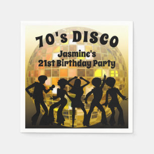 Disco zum Geburtstag der 70er Jahre   Gold Glitzer Serviette