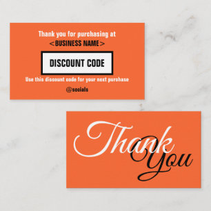 Discount Code Card, vielen Dank für Ihre Visitenkarte