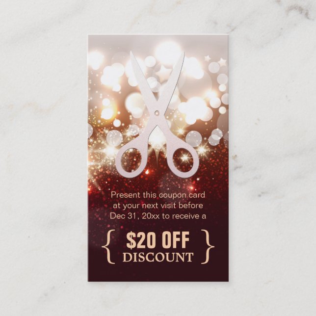 Discount Coupon Hair Stylist Gold Glitzer Sparkone (Vorderseite)