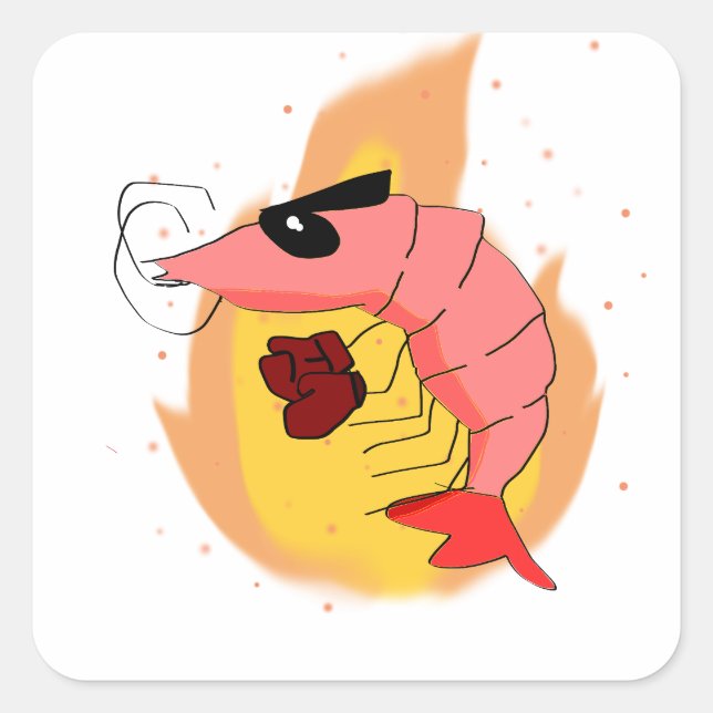 Discount Fighter Shrimp Quadratischer Aufkleber (Vorderseite)