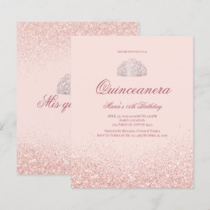 Discount Rose Gold Glitzer Quinceanera Einladung