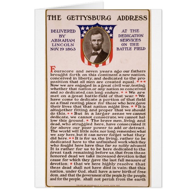 Discours de Gettysburg par Abraham Lincoln 1863 (Devant)