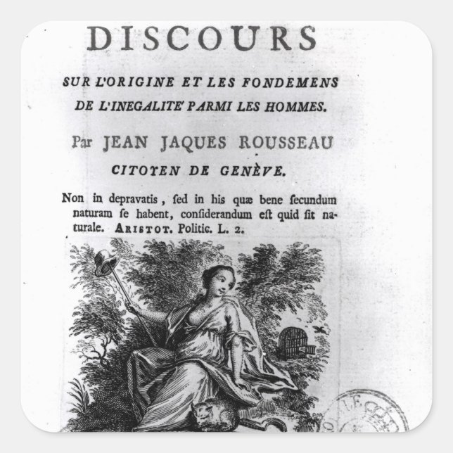 "Discours l'Origine et les Fondements Quadratischer Aufkleber (Vorderseite)