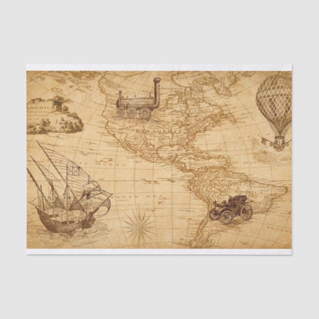 Discover America Vintage Map Seidenpapier (Vorderseite)
