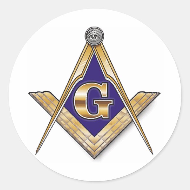 Discreet Blue Square & Compasses Runder Aufkleber (Vorderseite)