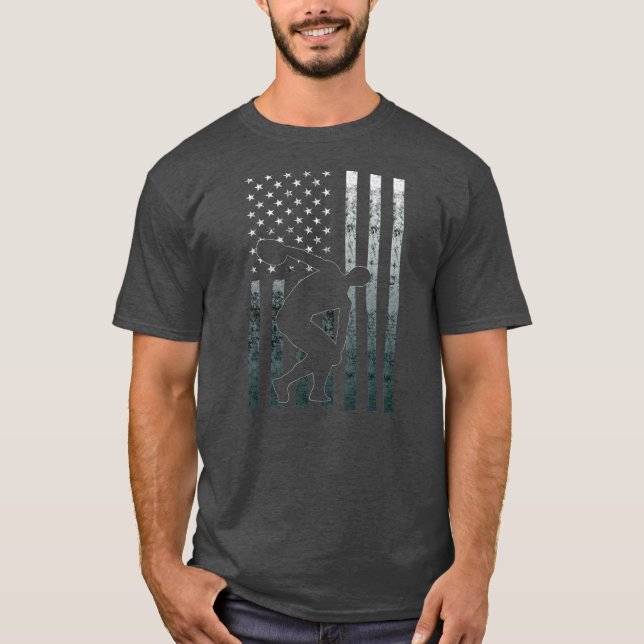 Discus Thrower America Flag Vintag Discus T-Shirt (Vorderseite)