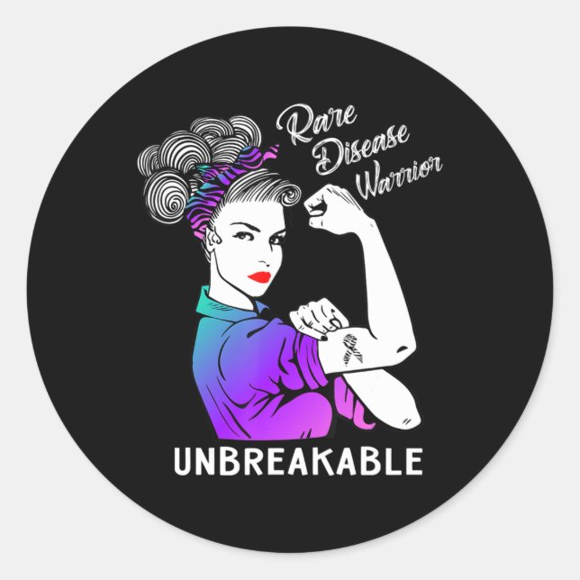 Disease Warrior Unbreakable T-Shirt Awareness Runder Aufkleber (Vorderseite)