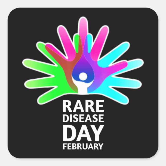Diseases Day 2022 - Seltene Disease Awareness T- Quadratischer Aufkleber (Vorderseite)