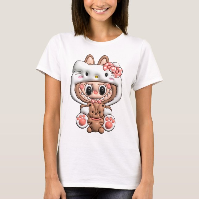 Diseño 3D Labubu con Hello Kitty T-Shirt (Vorderseite)