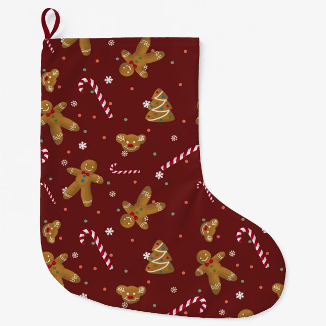 Diseño de Navidad en granate y con galletas Großer Weihnachtsstrumpf (Vorderseite)