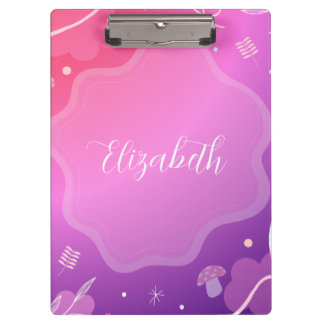 Diseño Kawaii Rosa y Morado con Nombre Personaliza Klemmbrett