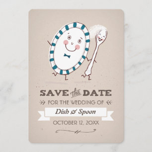 Dish läuft mit Spoon Wedding weg Speichern Sie das Save The Date