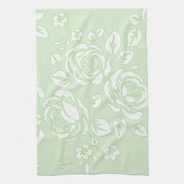 Dish_Towel_Retro_Floral_Green Handtuch (Vertikal)