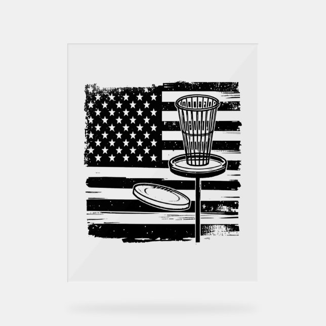 Disk Golf American Flag Acrylschild (Vorderseite)