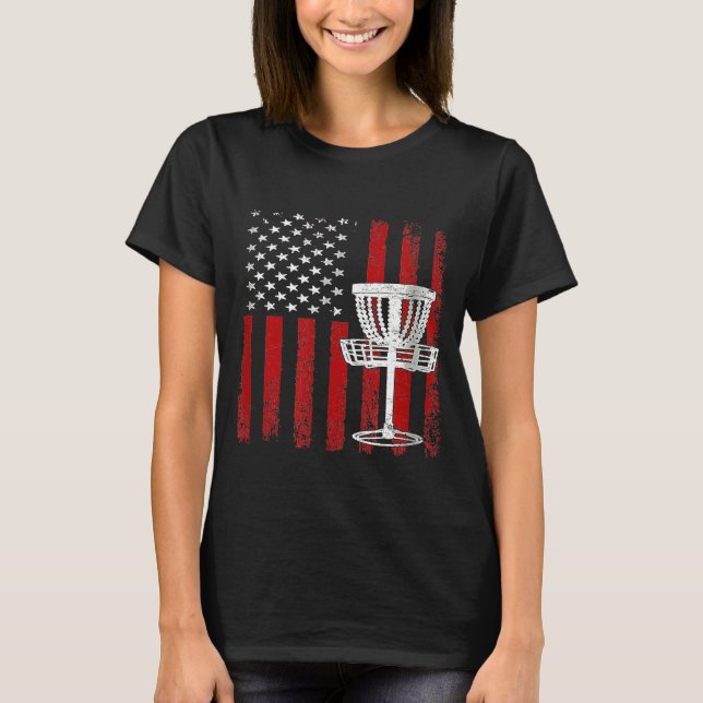 Disk Golf American Flag Amerikanische Unabhängigke T-Shirt (Vorderseite)