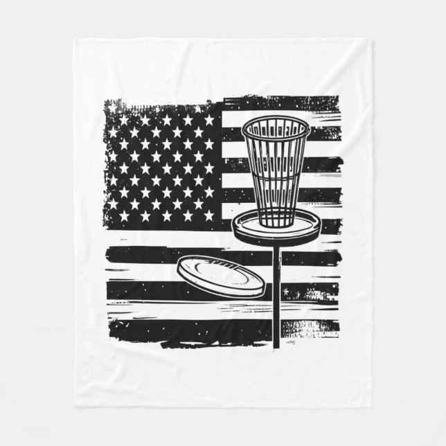 Disk Golf American Flag Fleecedecke (Vorderseite)