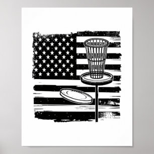 Disk Golf American Flag Poster
