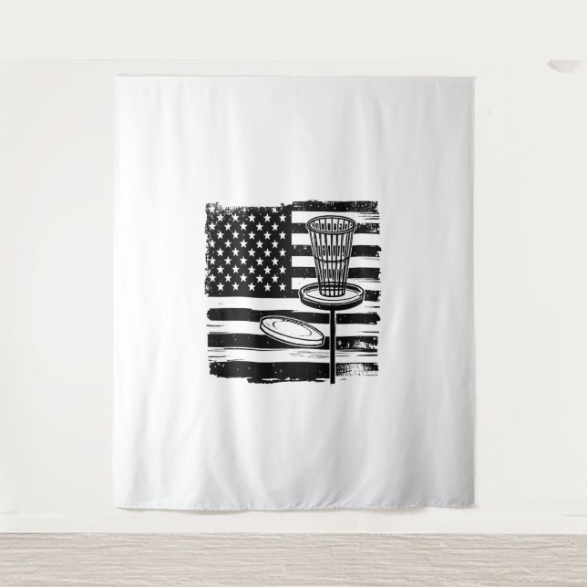 Disk Golf American Flag Wandteppich (Vorderseite)