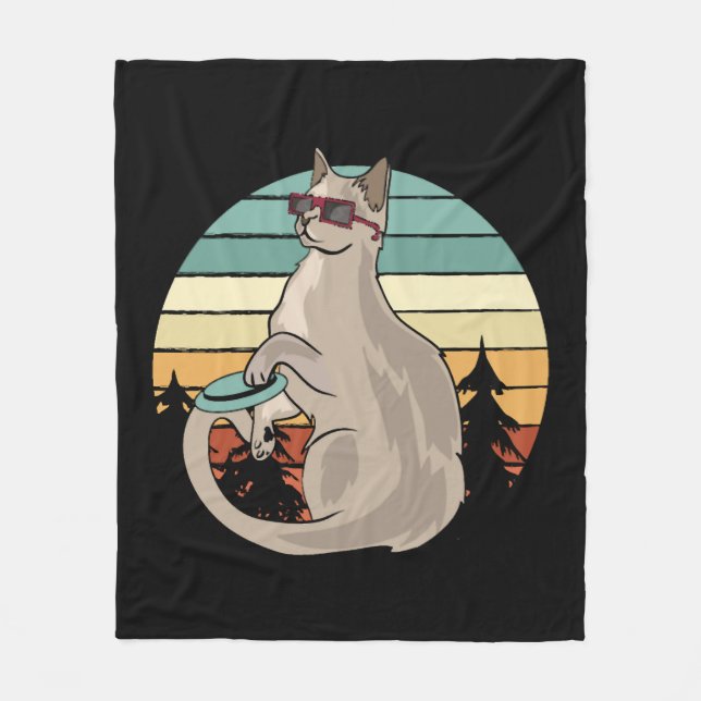 Disk Golf Basket Funny Cat Gift Player Fleecedecke (Vorderseite)