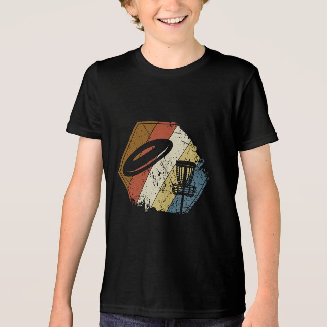 Disk Golf Basket Retro Tri-Blend Shirt (Vorderseite)