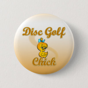 Disk Golf Chick Button