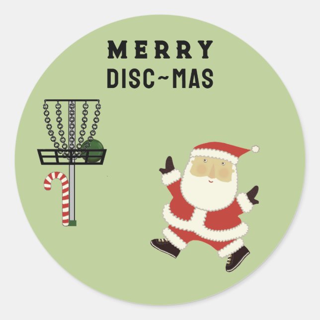 Disk Golf Christmas Classic Round Sticker (Vorderseite)