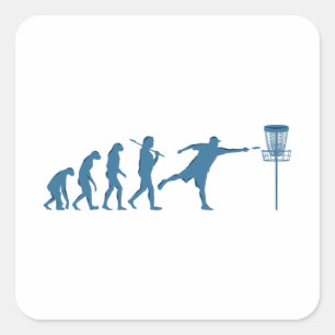 Disk Golf Evolution - Fun Gift for Disk Golfer Quadratischer Aufkleber