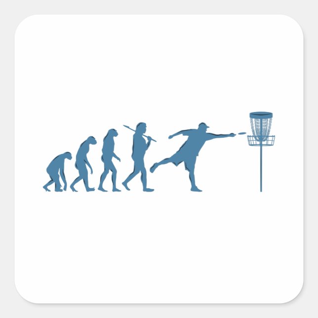Disk Golf Evolution Quadratischer Aufkleber (Vorderseite)