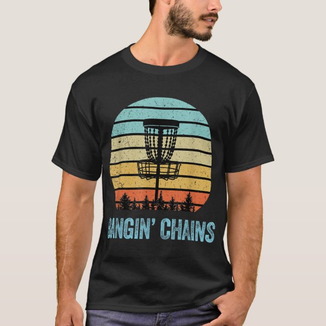 Disk Golf Funny Banging Chains Retro Disk Golf Gif T-Shirt (Vorderseite)