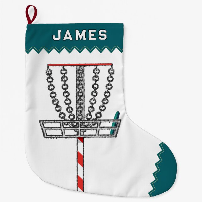 Disk Golf Holiday Geschenk Großer Weihnachtsstrumpf (Vorderseite)