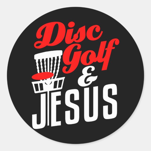 Disk Golf Jesus Christlich Funny Golfspielen Golfe Runder Aufkleber (Vorderseite)